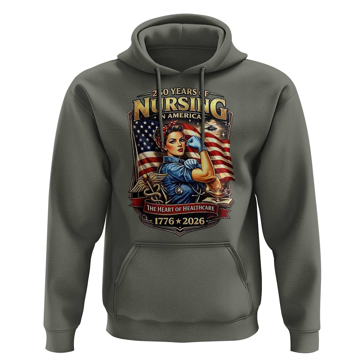 Patriotic Rosie Nurse Feminist Pride Hoodie 250 Years Of Nursing