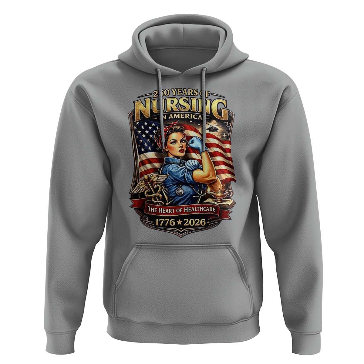 Patriotic Rosie Nurse Feminist Pride Hoodie 250 Years Of Nursing