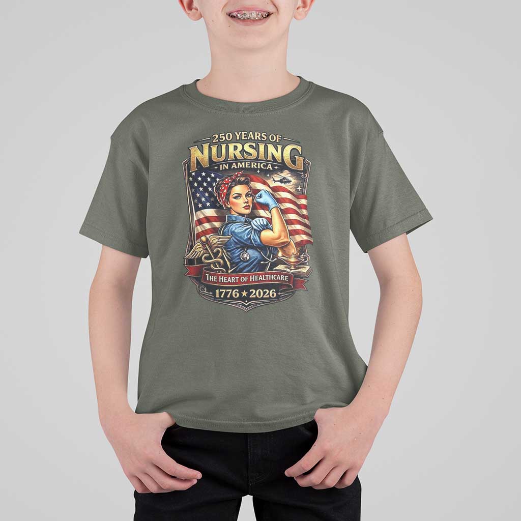 Patriotic Rosie Nurse Feminist Pride T Shirt For Kid 250 Years Of Nursing