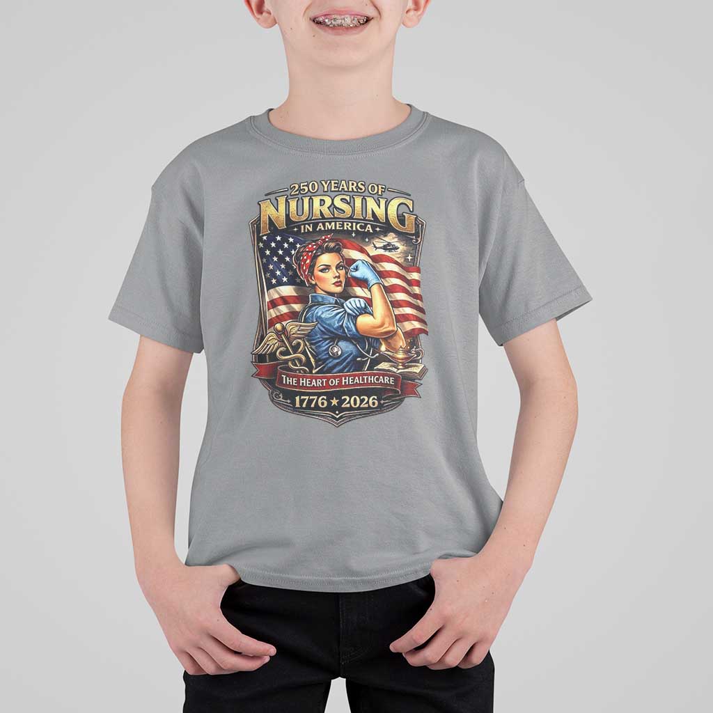 Patriotic Rosie Nurse Feminist Pride T Shirt For Kid 250 Years Of Nursing