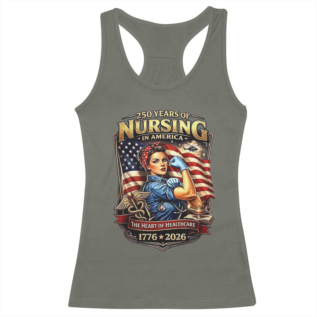 Patriotic Rosie Nurse Feminist Pride Racerback Tank Top 250 Years Of Nursing