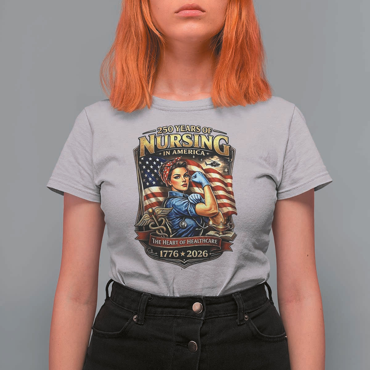 Patriotic Rosie Nurse Feminist Pride T Shirt For Women 250 Years Of Nursing