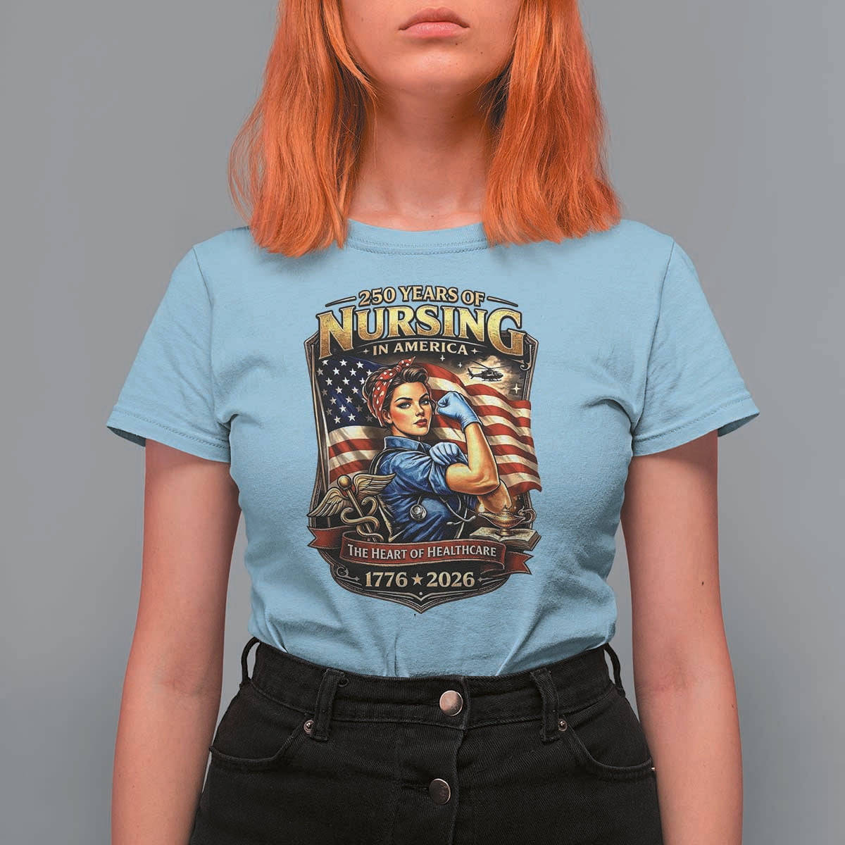 Patriotic Rosie Nurse Feminist Pride T Shirt For Women 250 Years Of Nursing