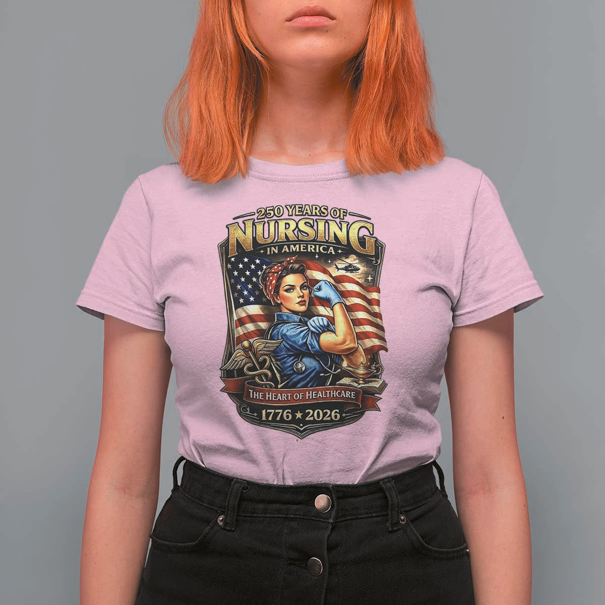 Patriotic Rosie Nurse Feminist Pride T Shirt For Women 250 Years Of Nursing