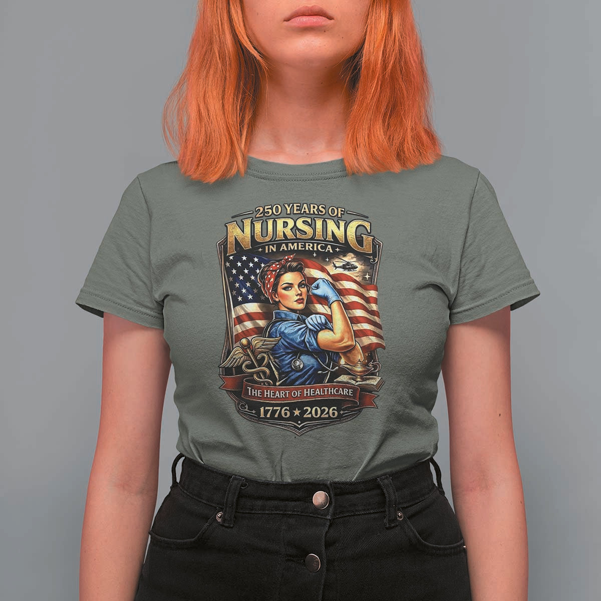 Patriotic Rosie Nurse Feminist Pride T Shirt For Women 250 Years Of Nursing