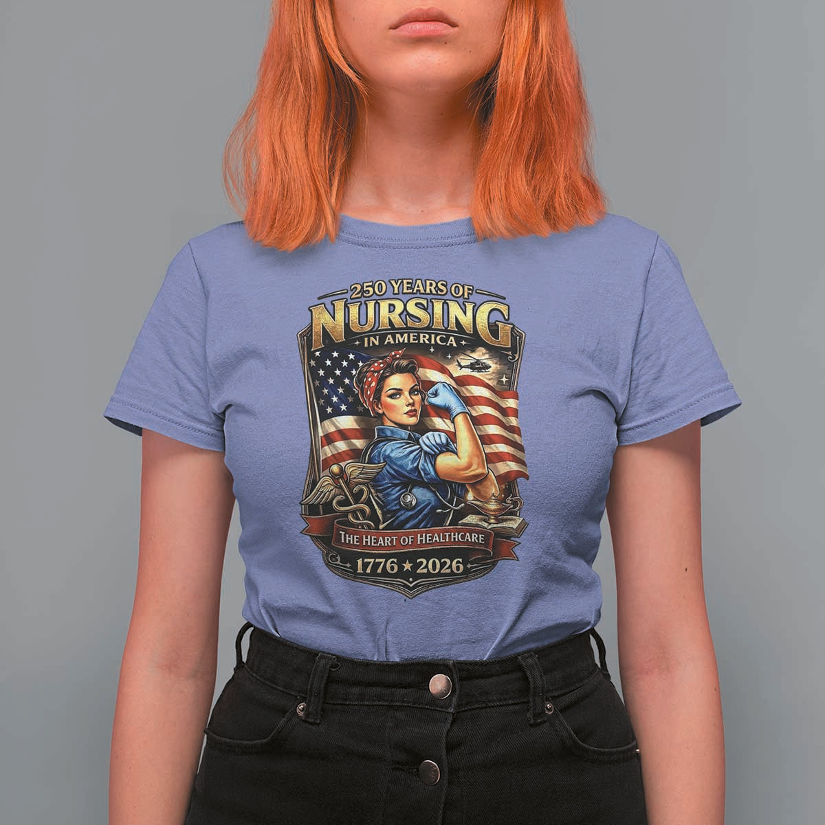 Patriotic Rosie Nurse Feminist Pride T Shirt For Women 250 Years Of Nursing