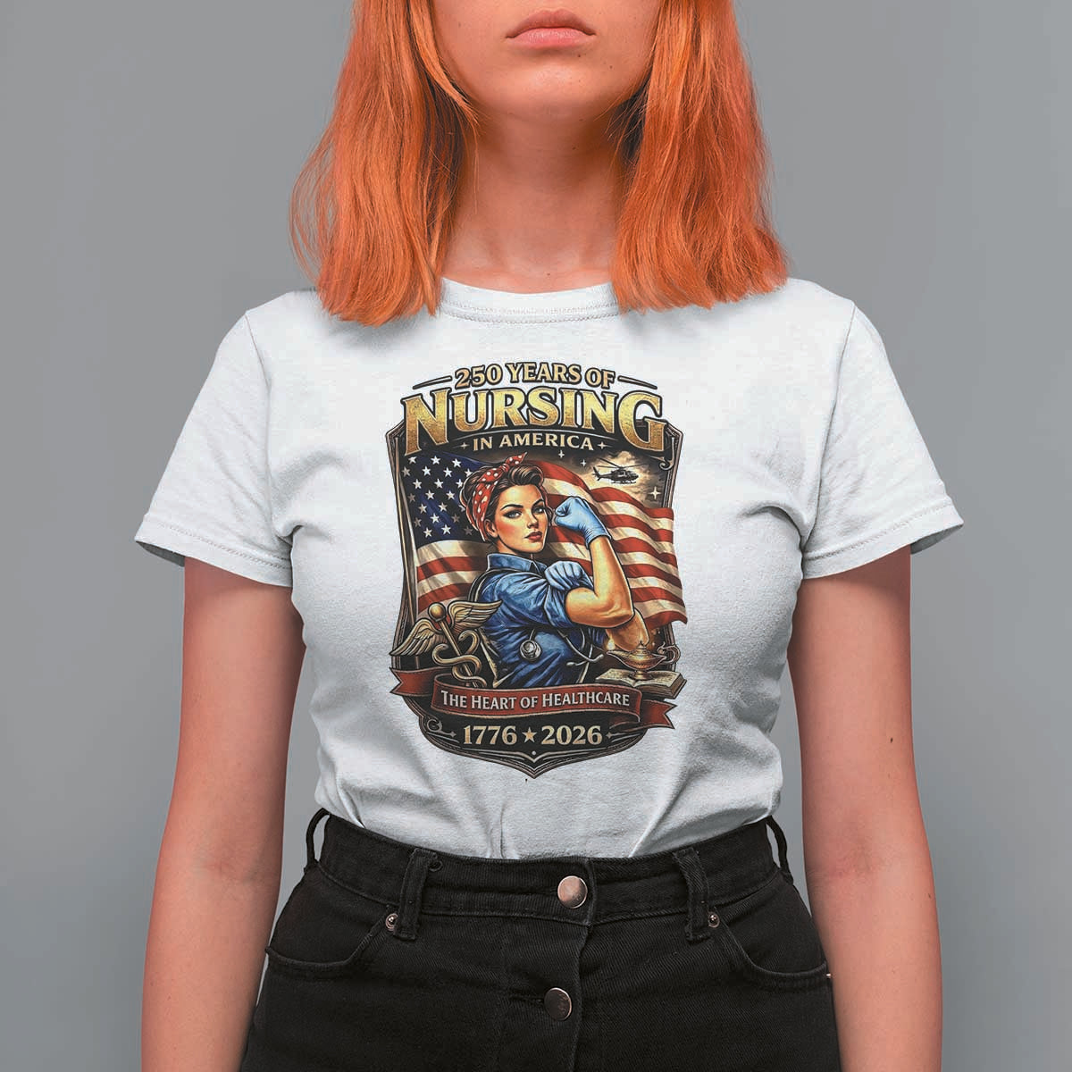 Patriotic Rosie Nurse Feminist Pride T Shirt For Women 250 Years Of Nursing