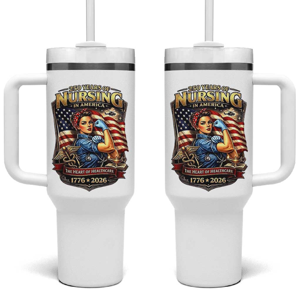 Patriotic Rosie Nurse Feminist Pride Tumbler With Handle 250 Years Of Nursing