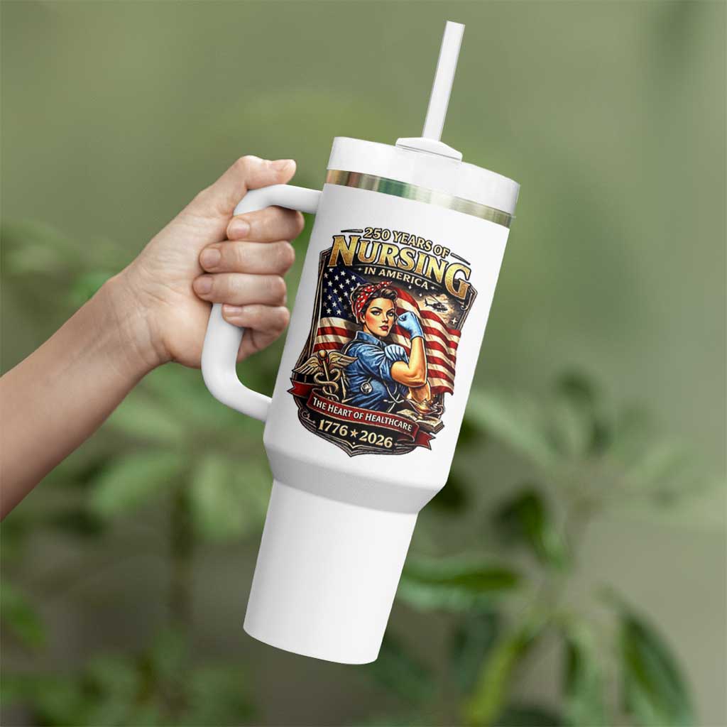 Patriotic Rosie Nurse Feminist Pride Tumbler With Handle 250 Years Of Nursing