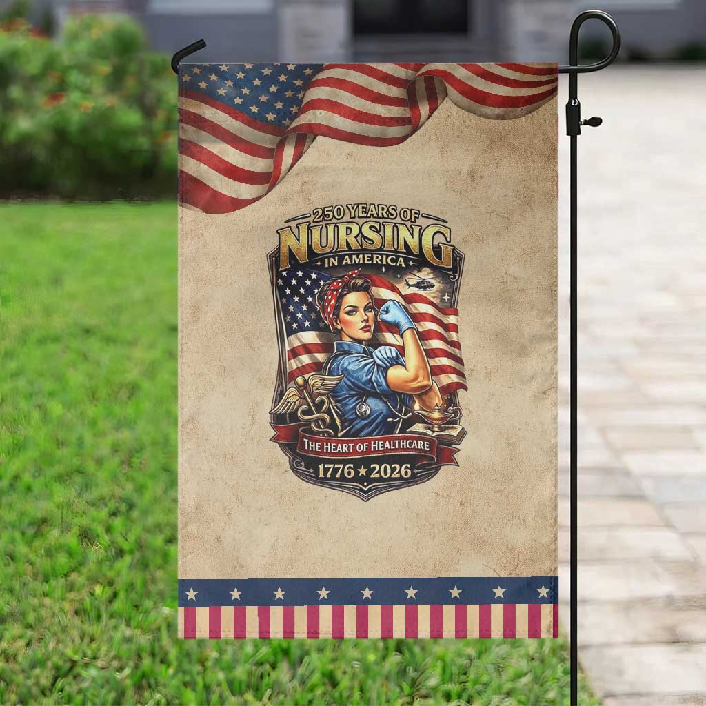 Patriotic Rosie Nurse Feminist Pride Garden Flag 250 Years Of Nursing