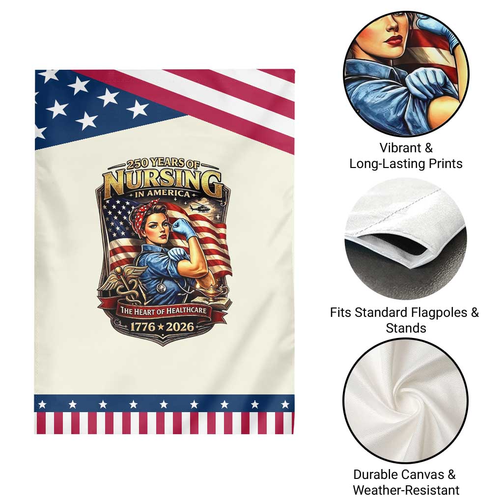 Patriotic Rosie Nurse Feminist Pride Garden Flag 250 Years Of Nursing