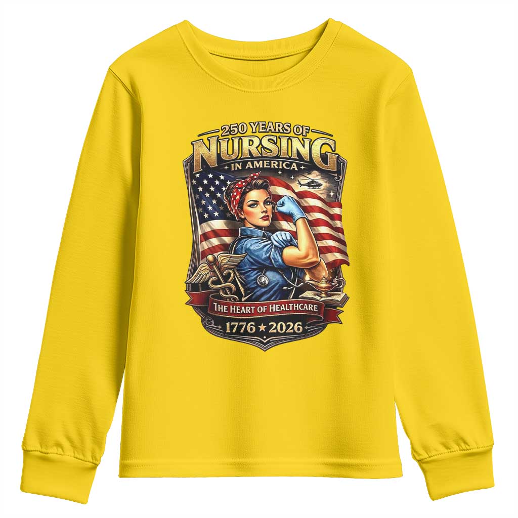 Patriotic Rosie Nurse Feminist Pride Youth Sweatshirt 250 Years Of Nursing