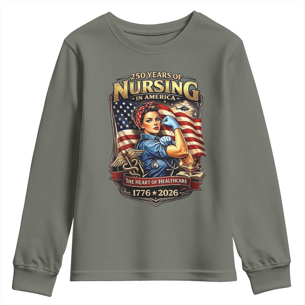 Patriotic Rosie Nurse Feminist Pride Youth Sweatshirt 250 Years Of Nursing