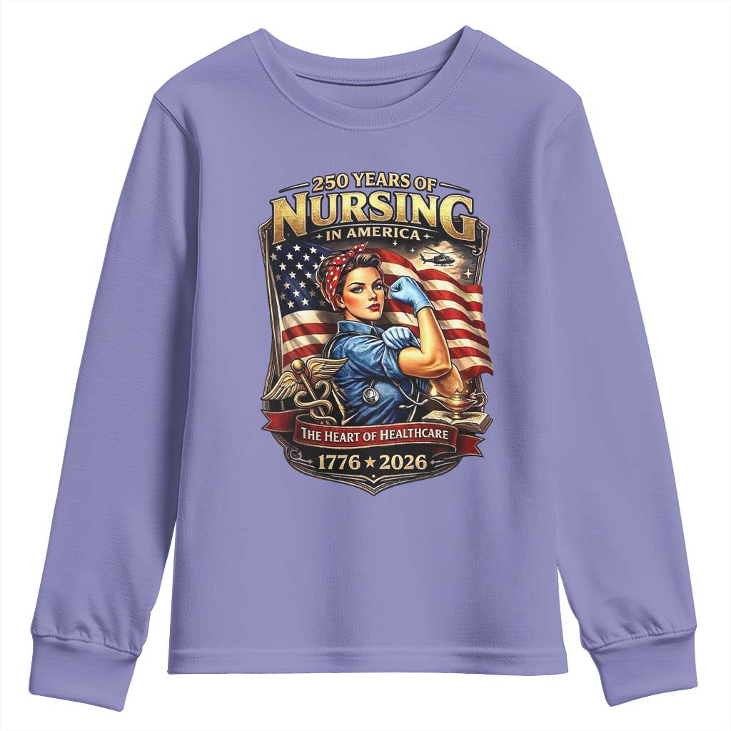Patriotic Rosie Nurse Feminist Pride Youth Sweatshirt 250 Years Of Nursing