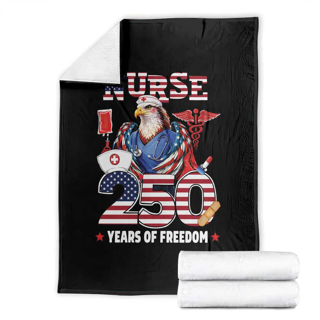 Bald Eagle Nurse 250 Years Of Freedom Throw Blanket Patriotic American Nurse Gift