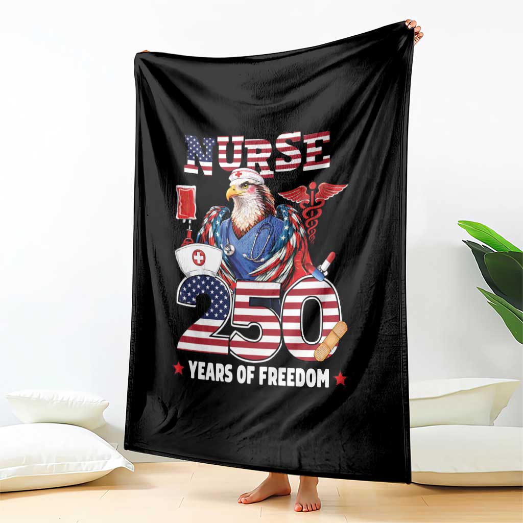 Bald Eagle Nurse 250 Years Of Freedom Throw Blanket Patriotic American Nurse Gift