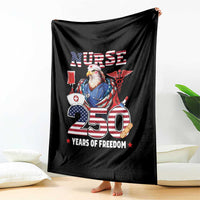 Bald Eagle Nurse 250 Years Of Freedom Throw Blanket Patriotic American Nurse Gift