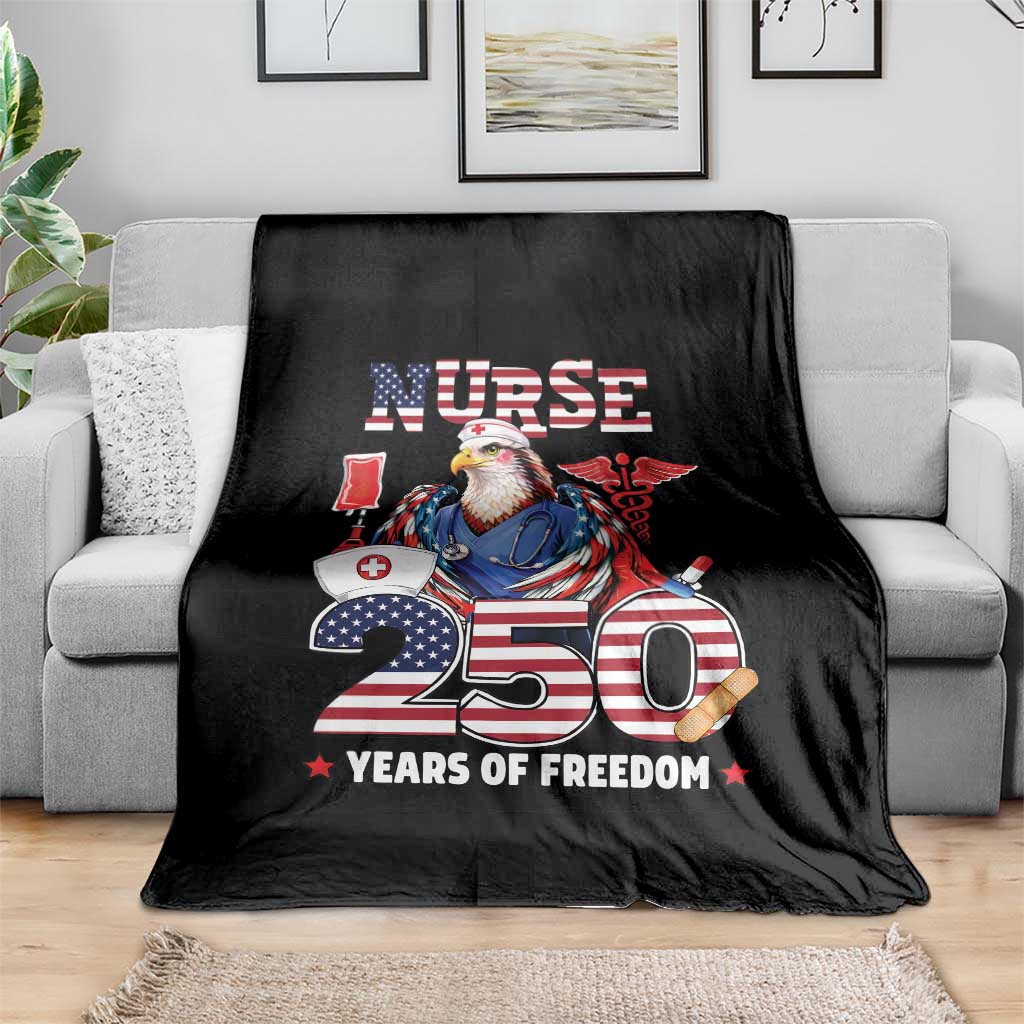 Bald Eagle Nurse 250 Years Of Freedom Throw Blanket Patriotic American Nurse Gift