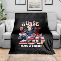 Bald Eagle Nurse 250 Years Of Freedom Throw Blanket Patriotic American Nurse Gift
