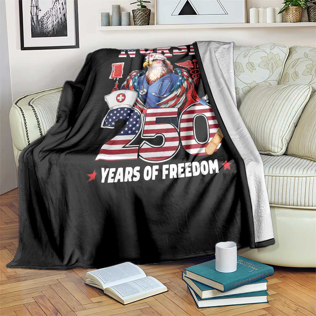 Bald Eagle Nurse 250 Years Of Freedom Throw Blanket Patriotic American Nurse Gift