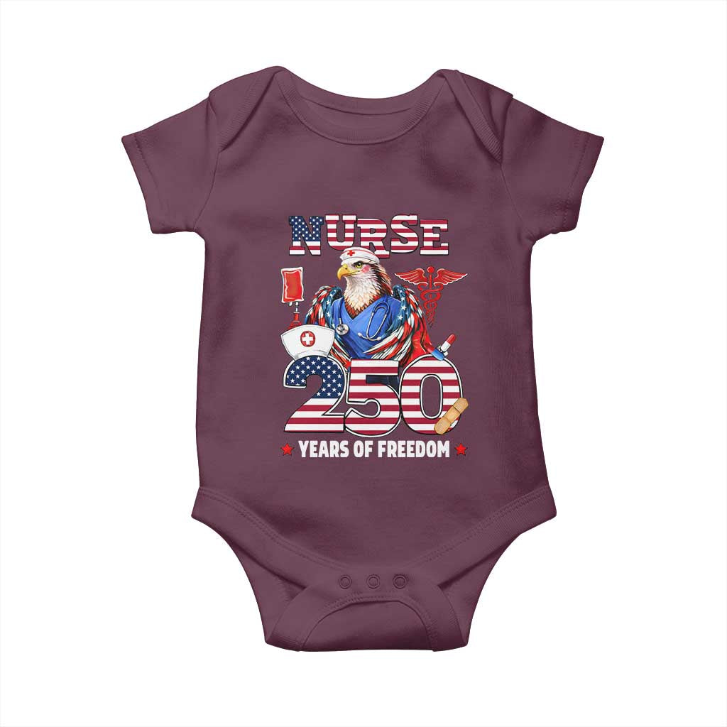 Bald Eagle Nurse 250 Years Of Freedom Baby Onesie Patriotic American Nurse Gift