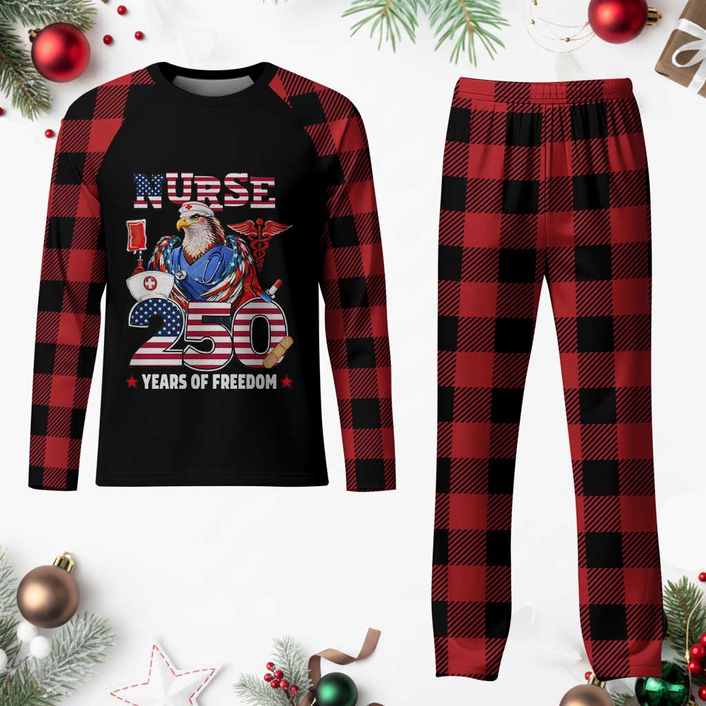 Bald Eagle Nurse 250 Years Of Freedom Plaid Pajama Set Patriotic American Nurse Gift