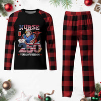 Bald Eagle Nurse 250 Years Of Freedom Plaid Pajama Set Patriotic American Nurse Gift