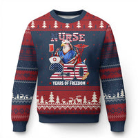 Bald Eagle Nurse 250 Years Of Freedom Ugly Christmas Sweater Patriotic American Nurse Gift