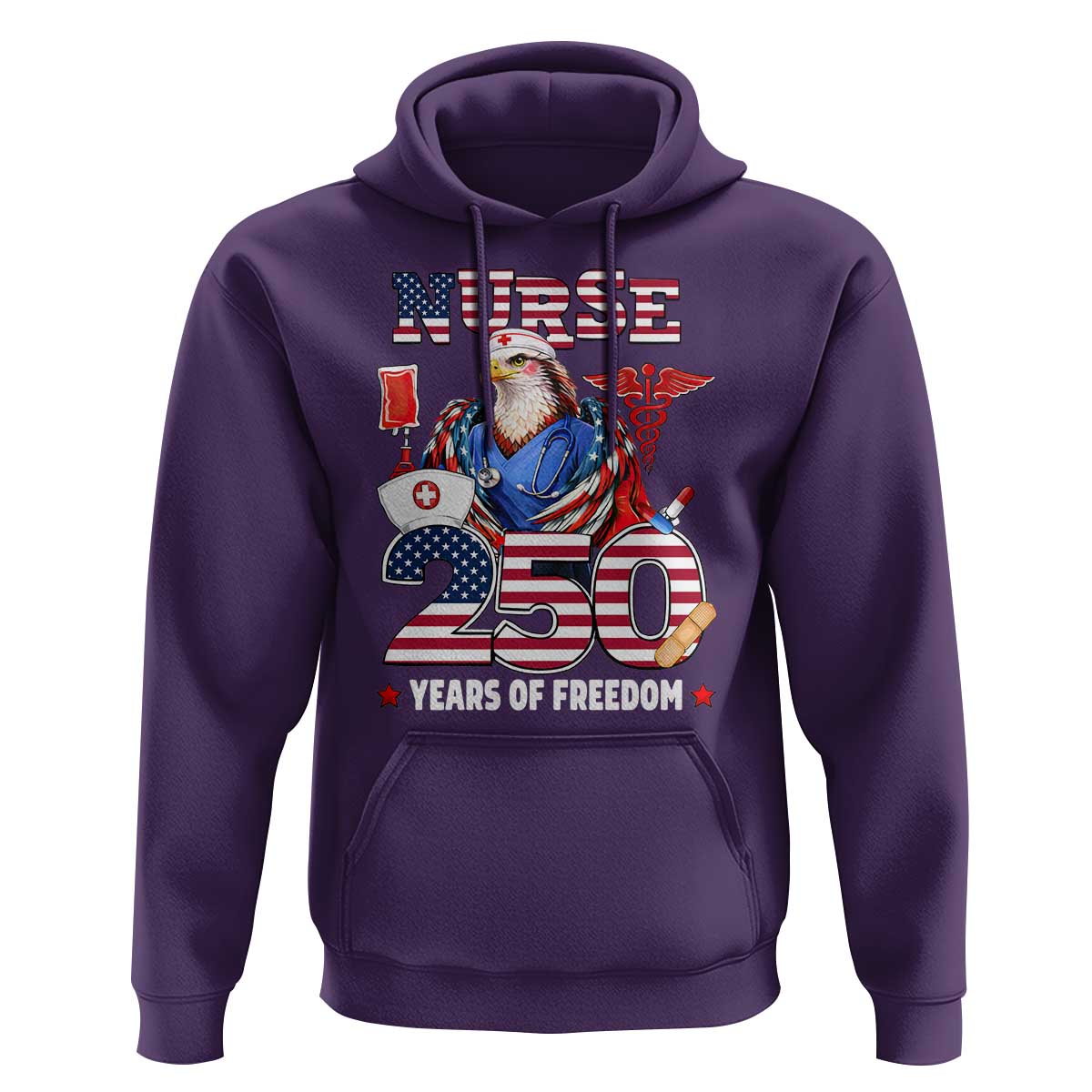Bald Eagle Nurse 250 Years Of Freedom Hoodie Patriotic American Nurse Gift