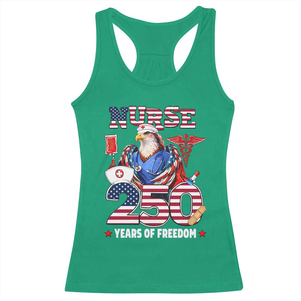 Bald Eagle Nurse 250 Years Of Freedom Racerback Tank Top Patriotic American Nurse Gift