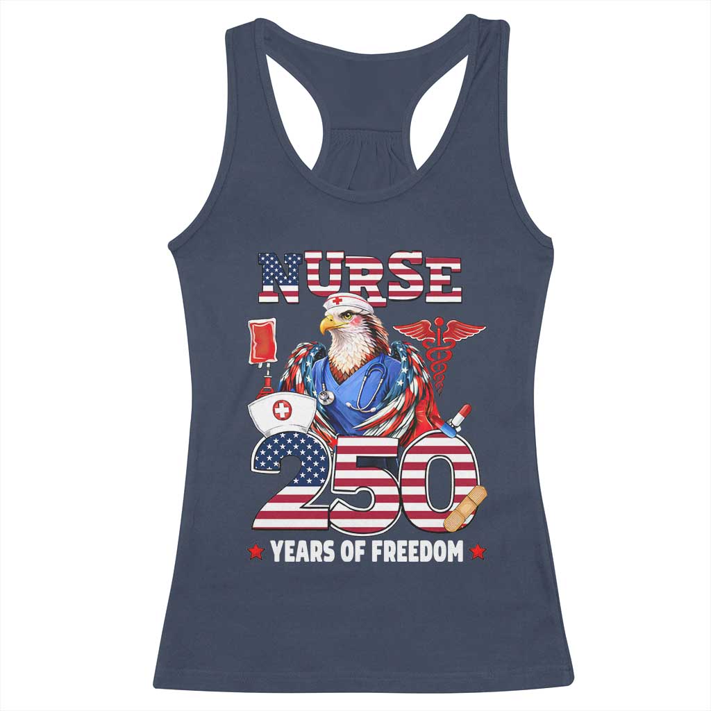Bald Eagle Nurse 250 Years Of Freedom Racerback Tank Top Patriotic American Nurse Gift