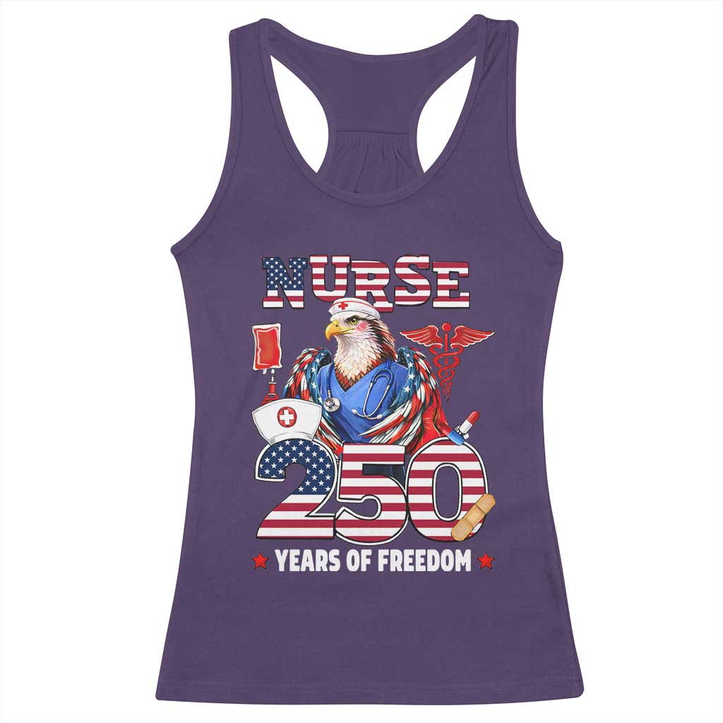 Bald Eagle Nurse 250 Years Of Freedom Racerback Tank Top Patriotic American Nurse Gift