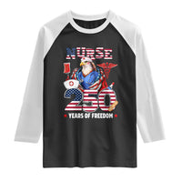 Bald Eagle Nurse 250 Years Of Freedom Raglan Shirt Patriotic American Nurse Gift
