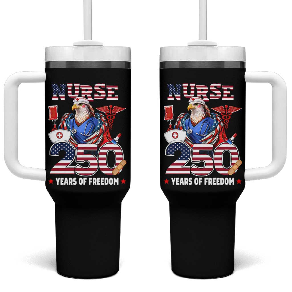 Bald Eagle Nurse 250 Years Of Freedom Tumbler With Handle Patriotic American Nurse Gift