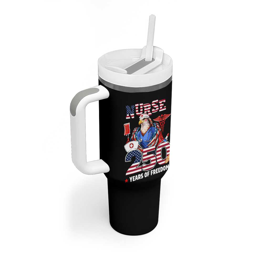 Bald Eagle Nurse 250 Years Of Freedom Tumbler With Handle Patriotic American Nurse Gift