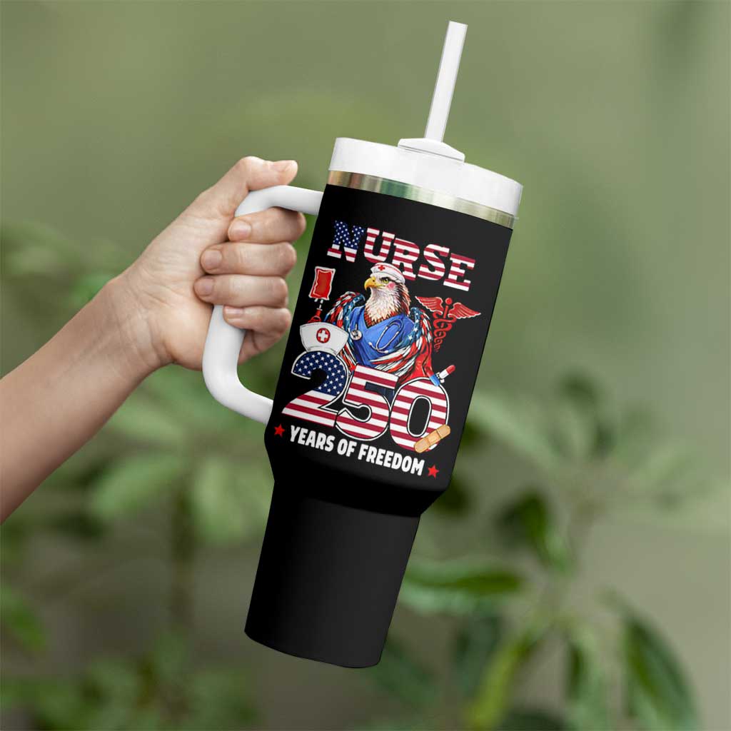 Bald Eagle Nurse 250 Years Of Freedom Tumbler With Handle Patriotic American Nurse Gift