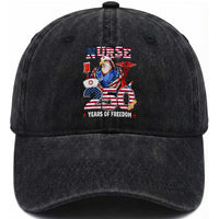 Bald Eagle Nurse 250 Years Of Freedom Washed Cotton Baseball Cap Patriotic American Nurse Gift