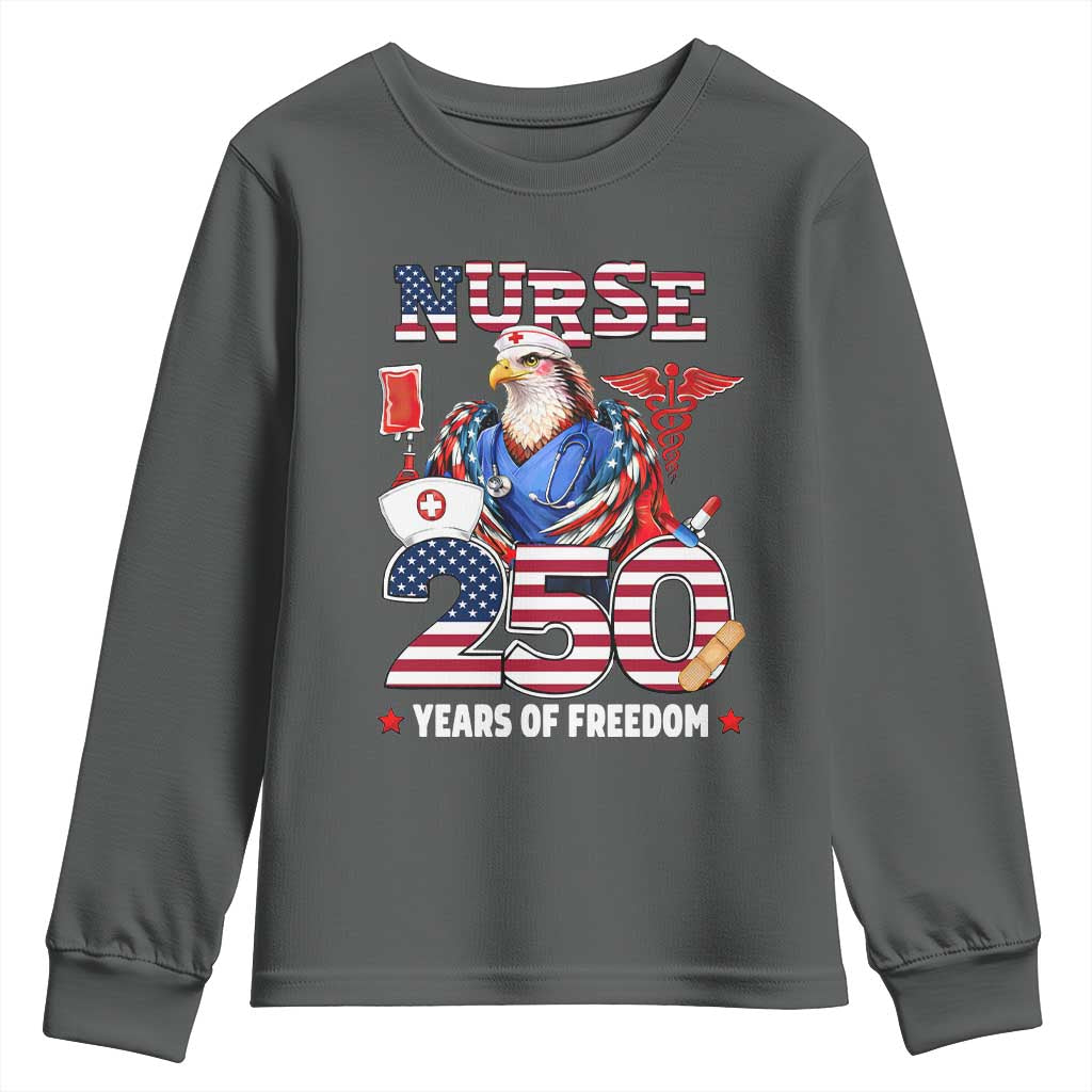 Bald Eagle Nurse 250 Years Of Freedom Youth Sweatshirt Patriotic American Nurse Gift