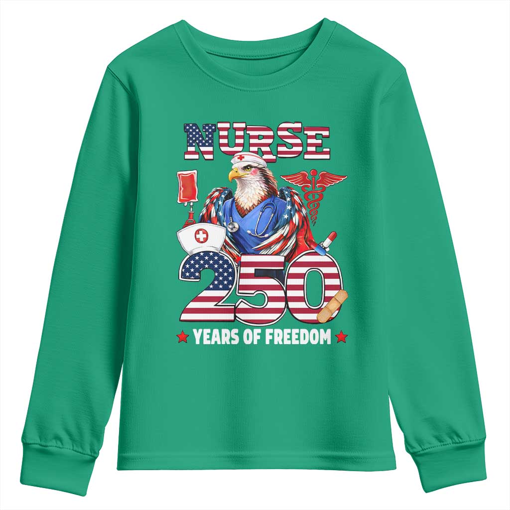 Bald Eagle Nurse 250 Years Of Freedom Youth Sweatshirt Patriotic American Nurse Gift