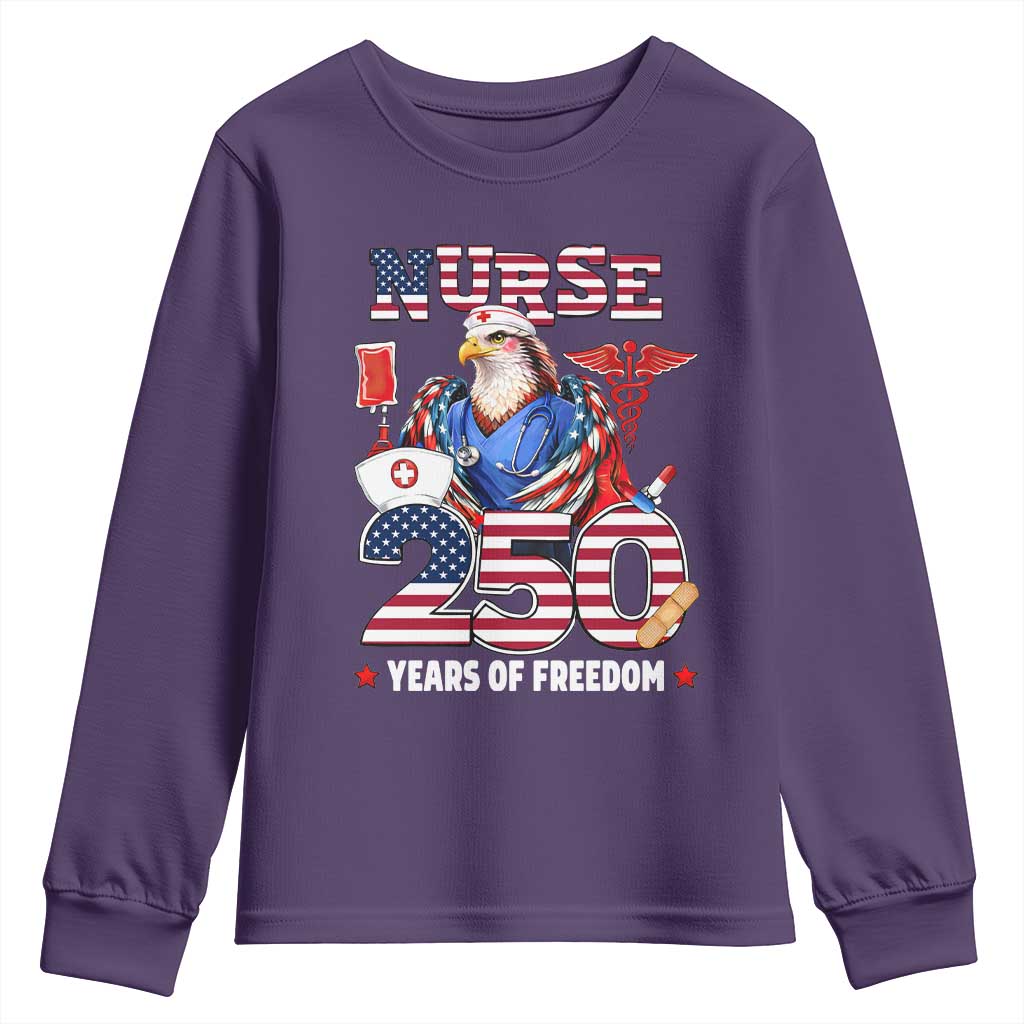 Bald Eagle Nurse 250 Years Of Freedom Youth Sweatshirt Patriotic American Nurse Gift