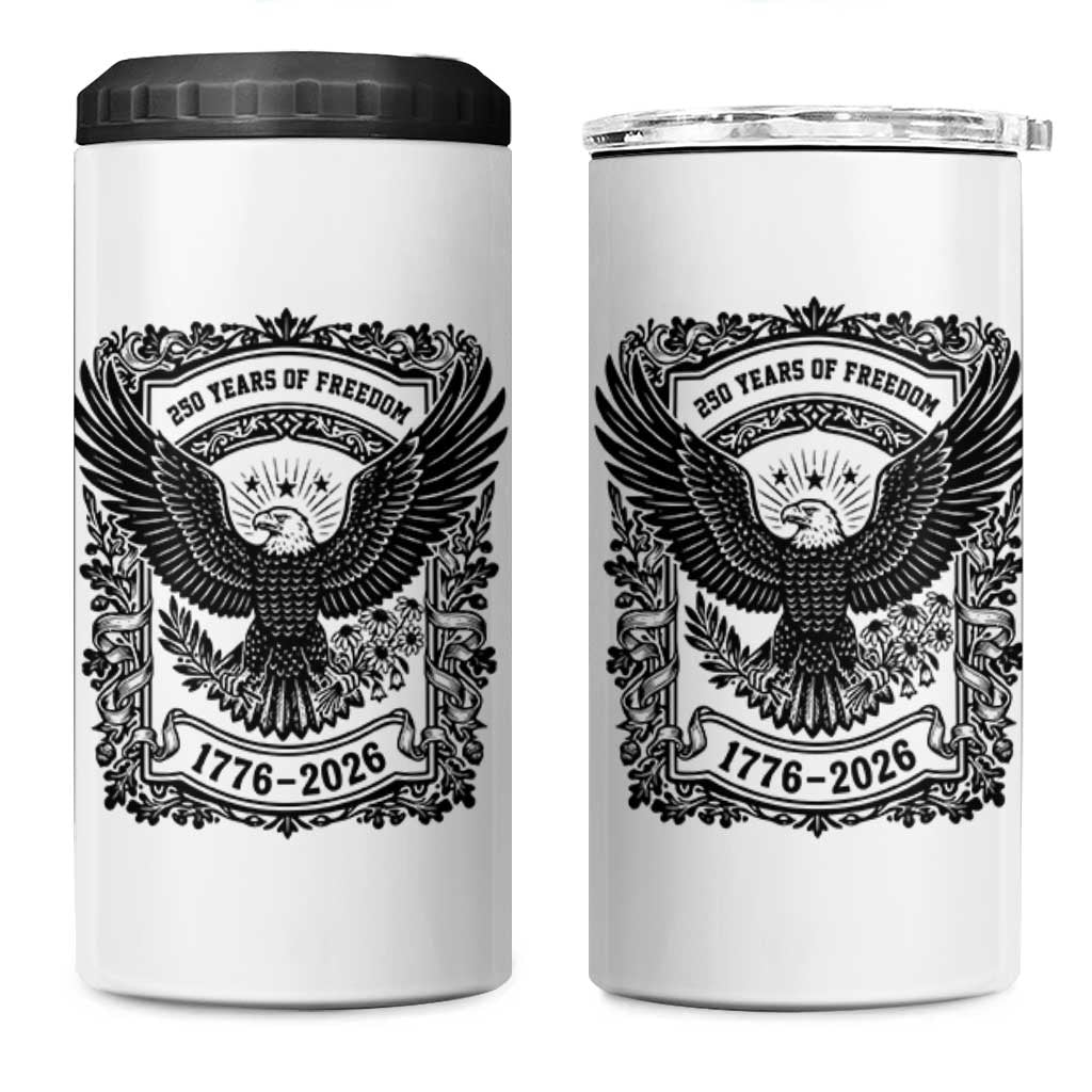 Cottagecore Patriotic Eagle 250th Anniversary USA Gift 4 in 1 Can Cooler Tumbler