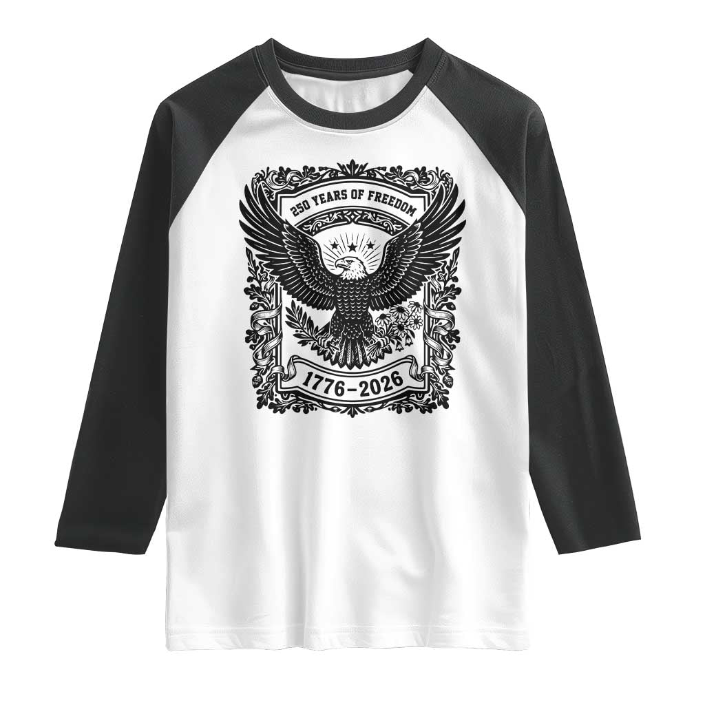 Cottagecore Patriotic Eagle 250th Anniversary USA Gift Raglan Shirt