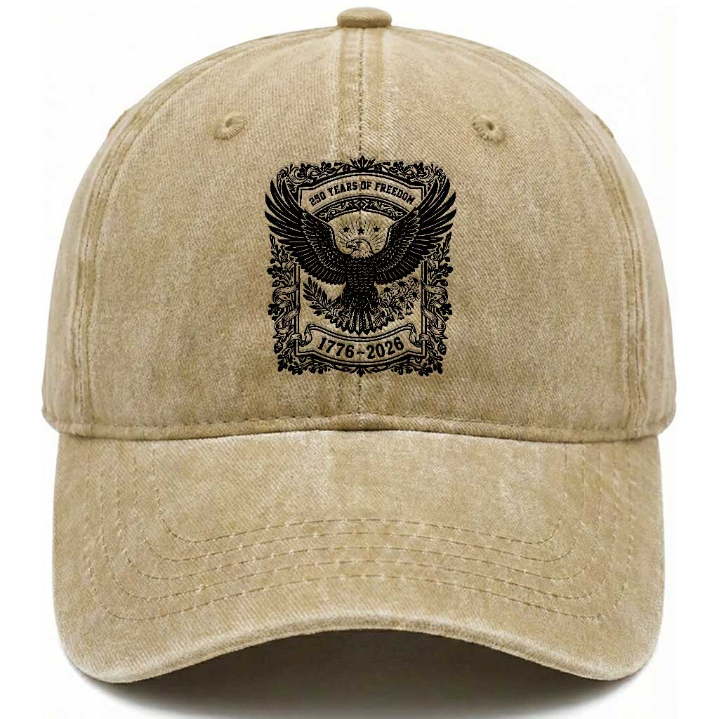 Cottagecore Patriotic Eagle 250th Anniversary USA Gift Washed Cotton Baseball Cap