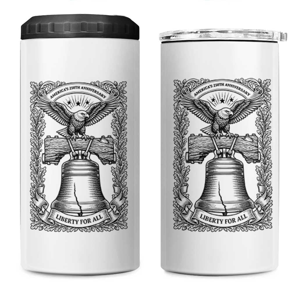Cottagecore Patriotic Eagle Liberty Bell 4 in 1 Can Cooler Tumbler 250th Anniversary Gift