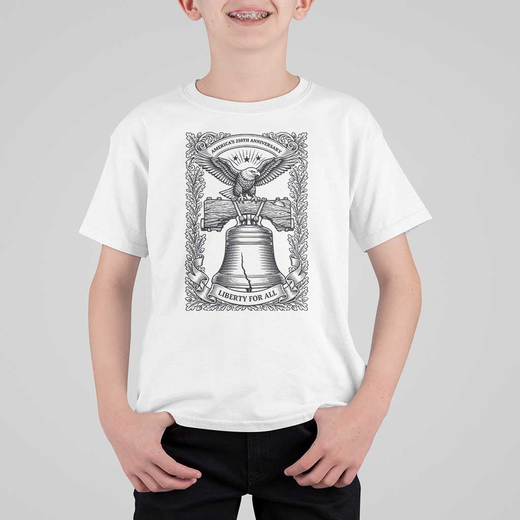 Cottagecore Patriotic Eagle Liberty Bell T Shirt For Kid 250th Anniversary Gift