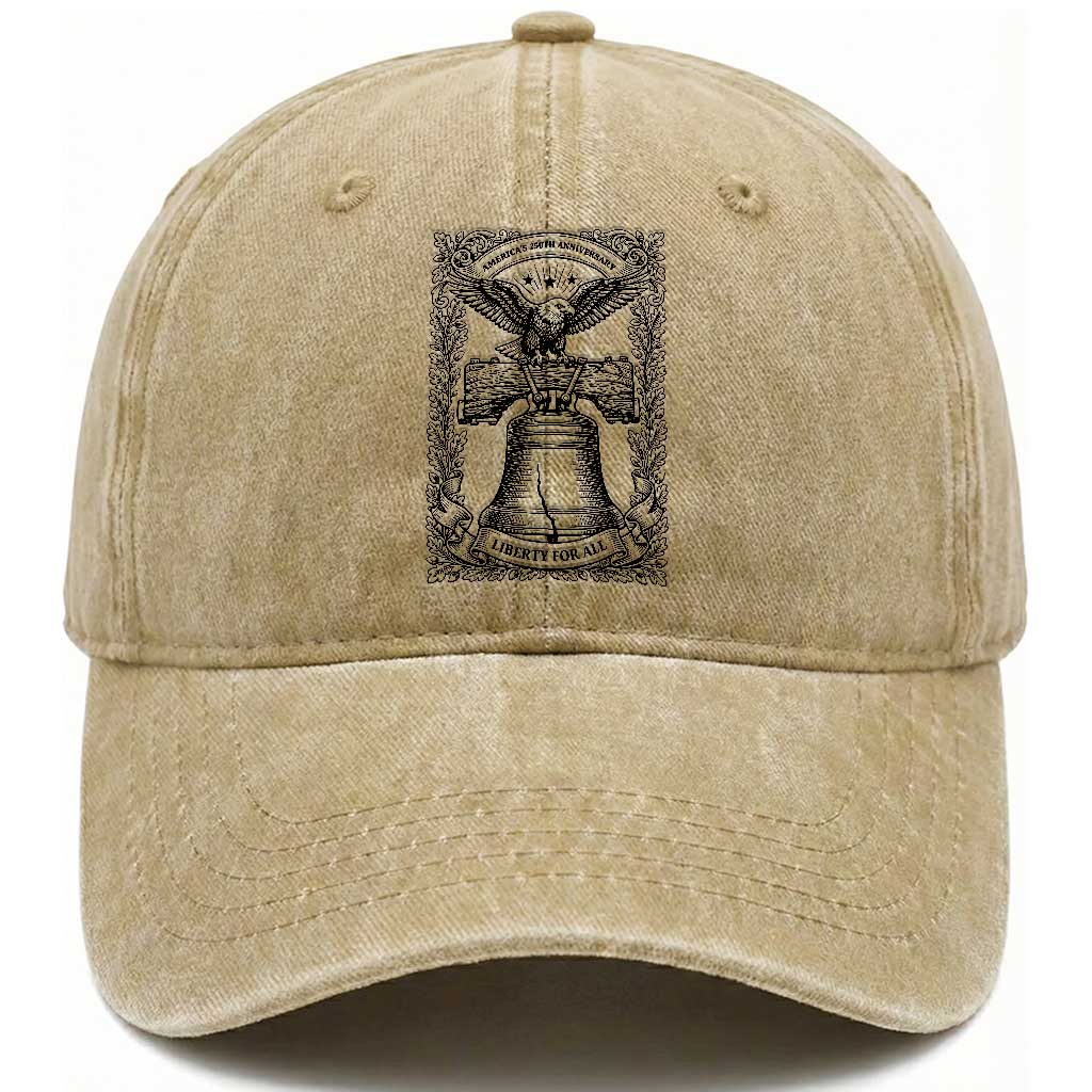 Cottagecore Patriotic Eagle Liberty Bell Washed Cotton Baseball Cap 250th Anniversary Gift