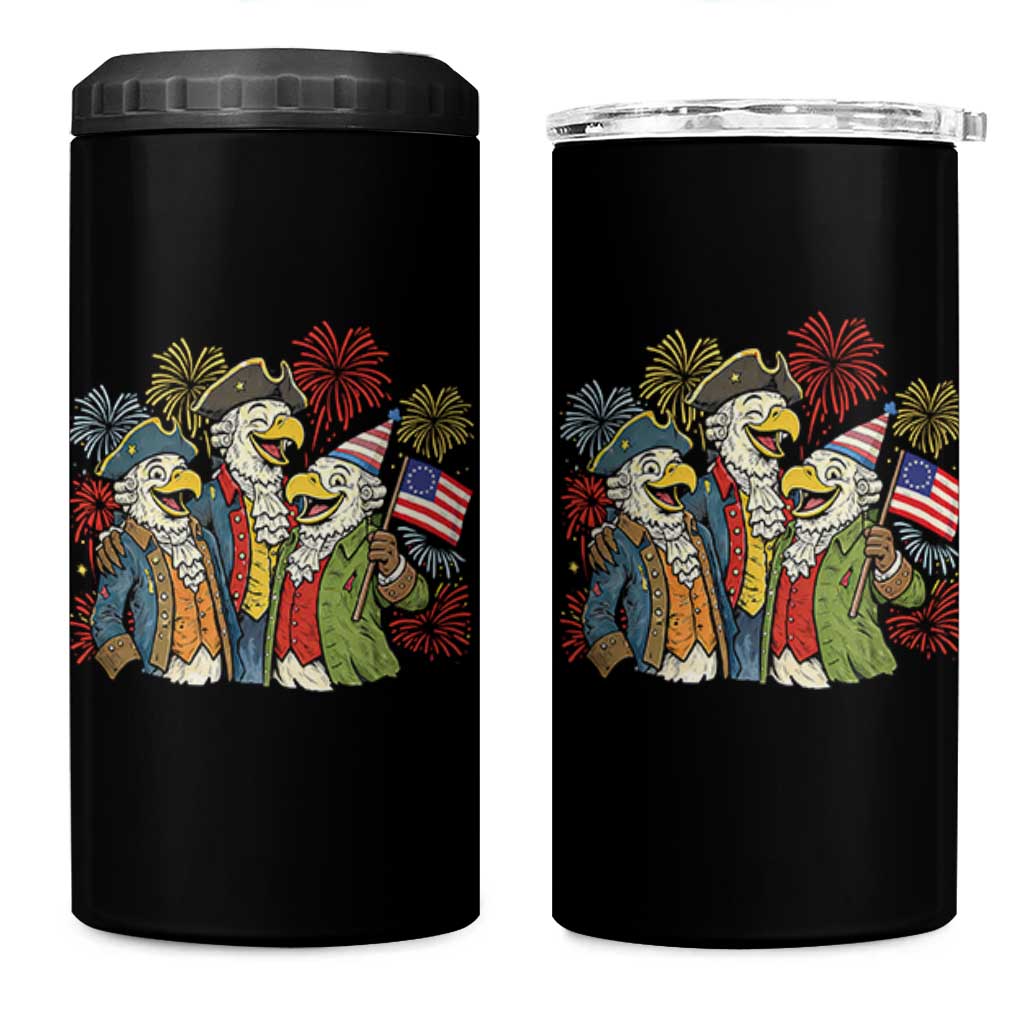 Funny Founding Fathers Eagle 4 in 1 Can Cooler Tumbler 250th Anniversary America Patriotic Gift