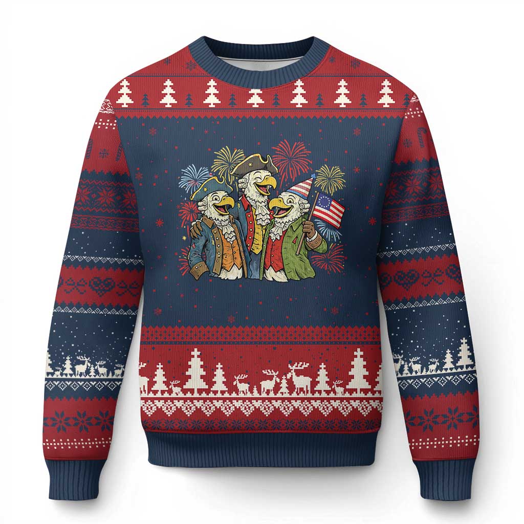 Funny Founding Fathers Eagle Ugly Christmas Sweater 250th Anniversary America Patriotic Gift