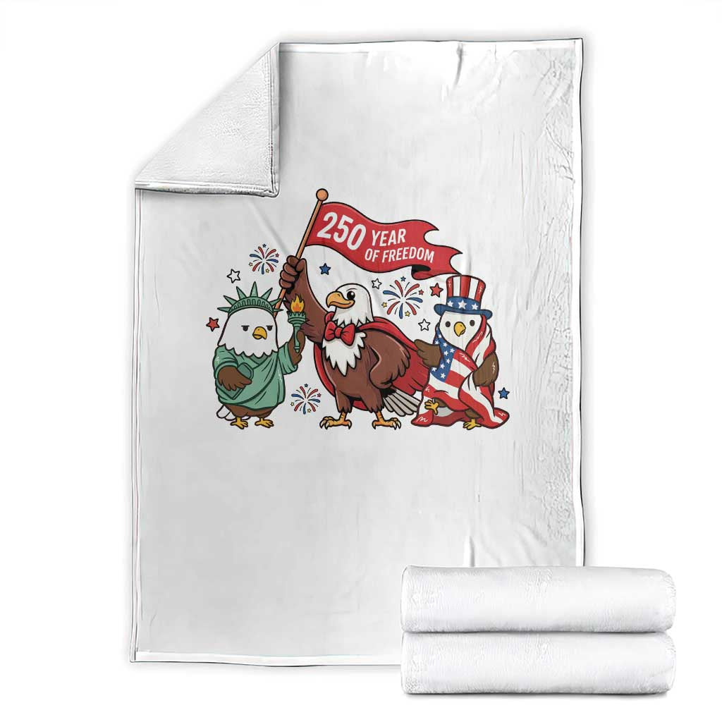Cute Patriotic Eagle 250 Years Of Freedom Throw Blanket American Pride Gift