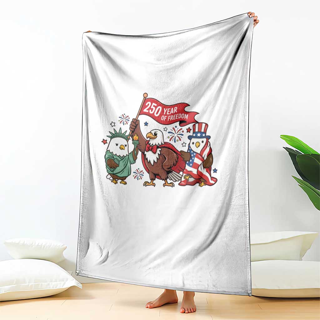Cute Patriotic Eagle 250 Years Of Freedom Throw Blanket American Pride Gift